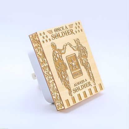 Army Veteran | Once a Soldier, Always a Soldier | Artistic Engraved Wooden LED Night Light, NLV0018A
