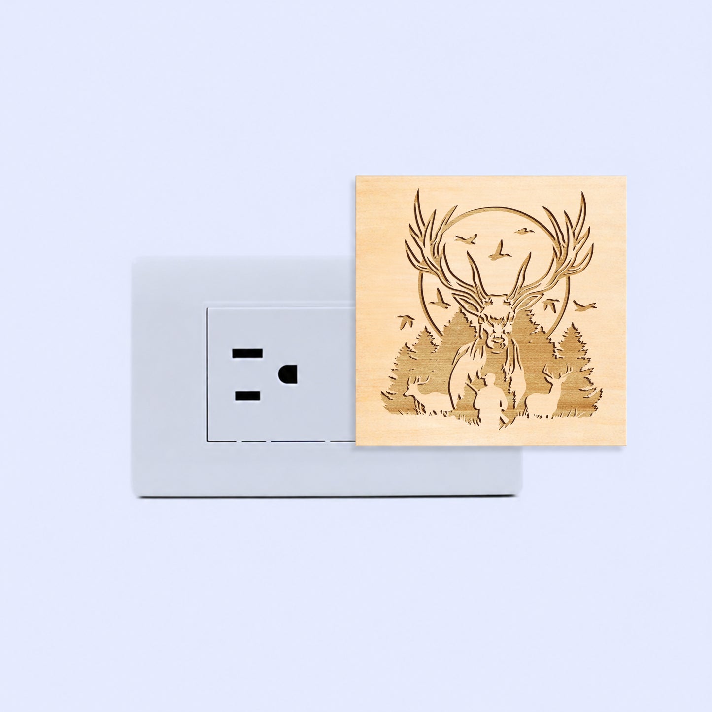 Deer Hunting Engraved Wooden LED Night Light - NLDH0004