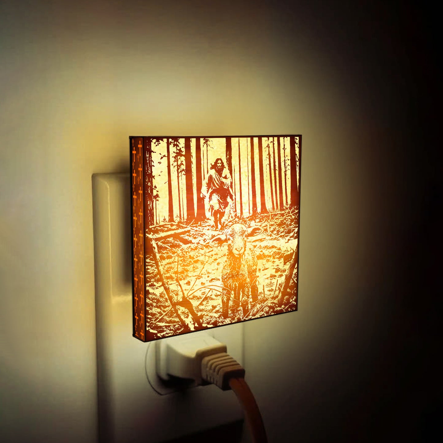 He Left The 99 To Find Me, Artisan Engraved Wooden LED Night Light - NLG0019