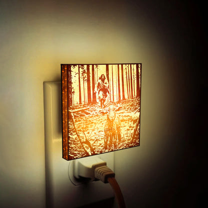 He Left The 99 To Find Me, Artisan Engraved Wooden LED Night Light - NLG0019
