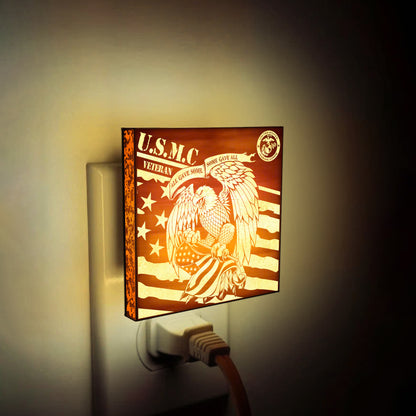 Marine Veteran | All Gave Some - Some Gave All | Artistic Engraved Wooden LED Night Light, NLV0026D