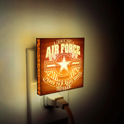 Air Force Veteran Special Edition | Engraved Wooden LED Night Light, NLV0017