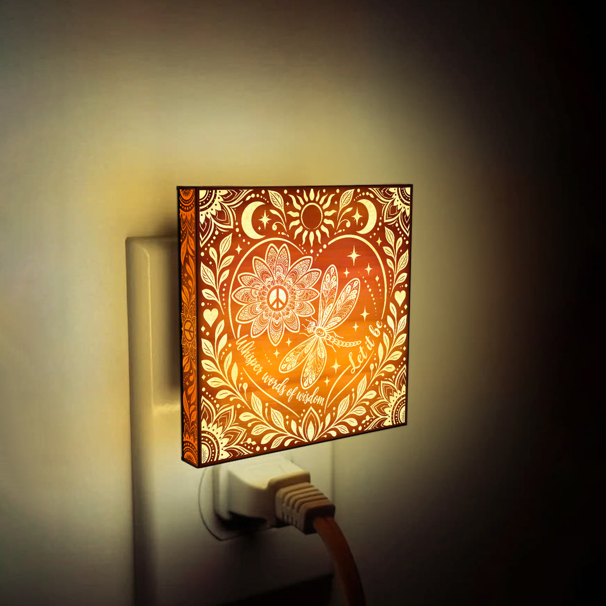 Whisper Words of Wisdom, Let It Be - Artistic Engraved Wooden LED Night Light, PH0016