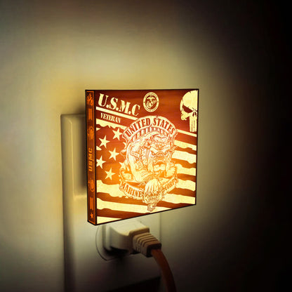 Marine Veteran | Special Edition | Artistic Engraved Wooden LED Night Light, NLV0029