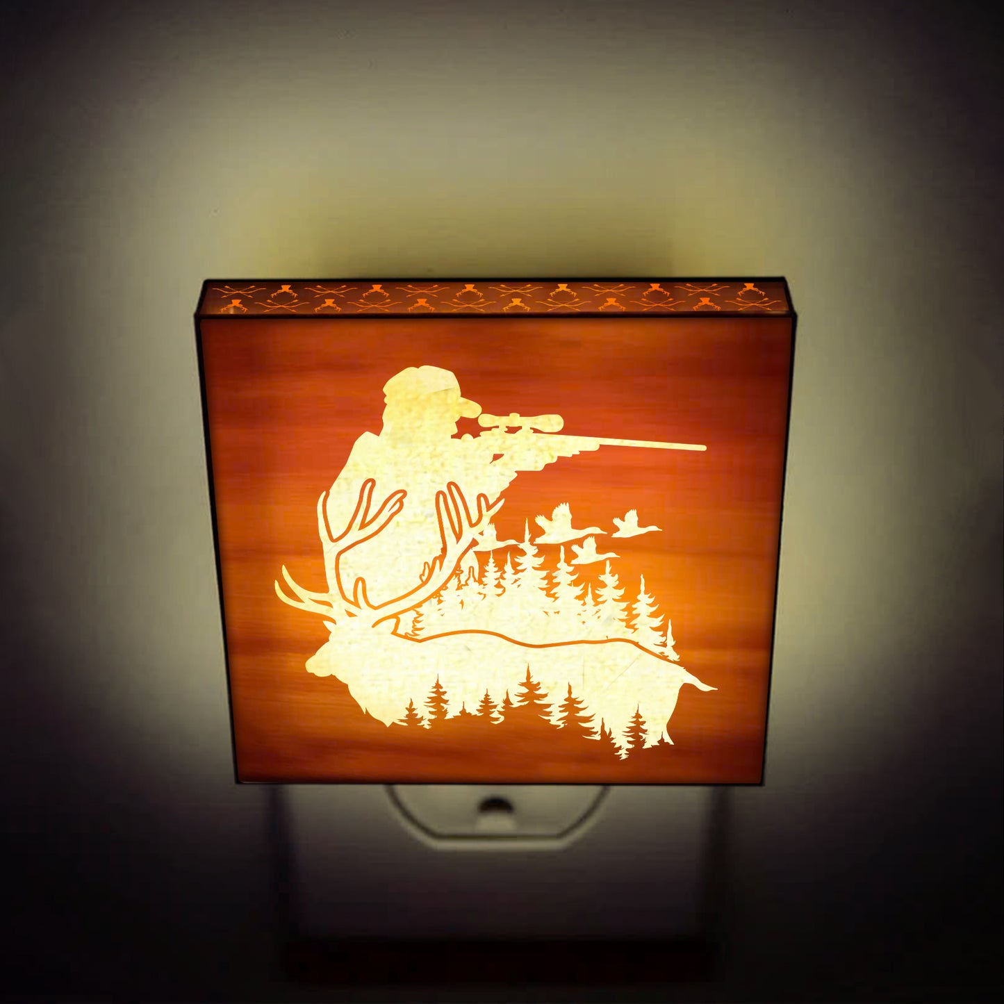 Deer Hunting Engraved Wooden LED Night Light - NLDH0001
