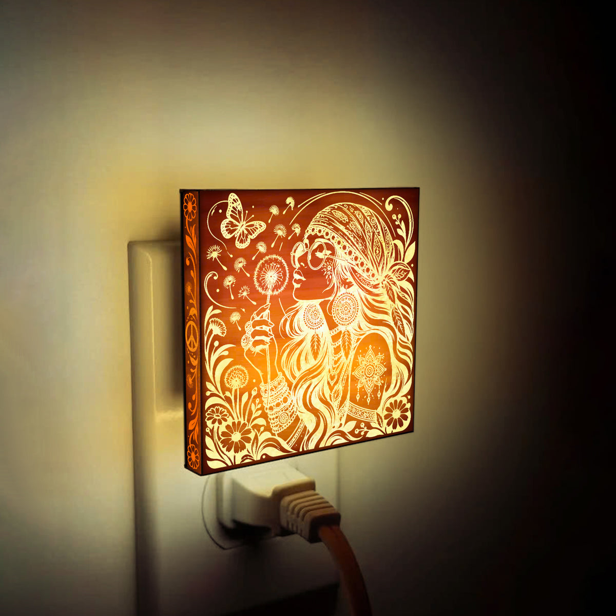 Free Spirit, Artistic Engraved Wooden LED Night Light, PH0028