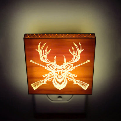 Deer Hunting Engraved Wooden LED Night Light - NLDH0005