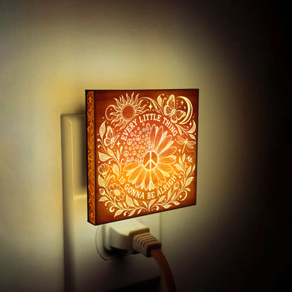 Every Little Thing is Gonna Be Alright, Artistic Engraved Wooden LED Night Light, PH0018