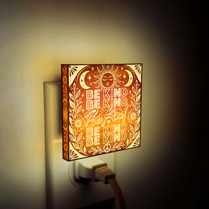 BE KIND, Artistic Engraved Wooden LED Night Light, PH0012