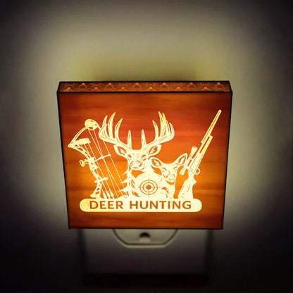 Deer Hunting Engraved Wooden LED Night Light - NLDH0009