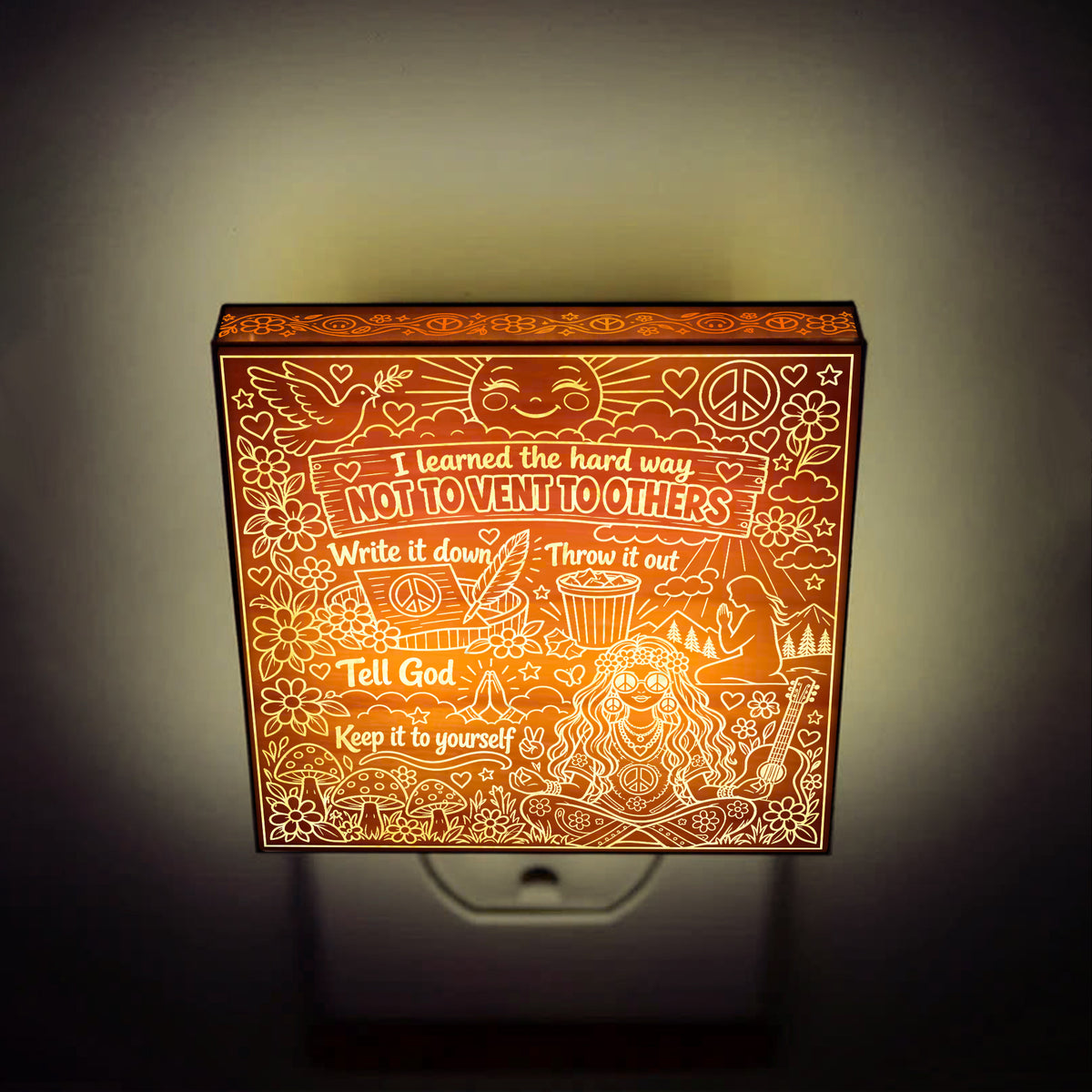 Not To Vent To Others | Artistic Engraved Wooden LED Night Light | HP0019