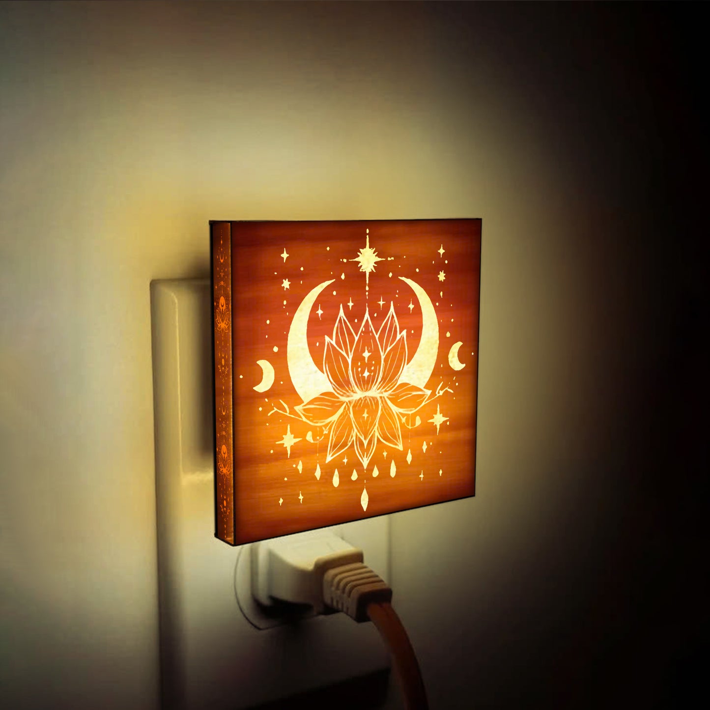 Celestial Lotus Yoga Lover Engraved Wooden LED Night Light - NLYG0007