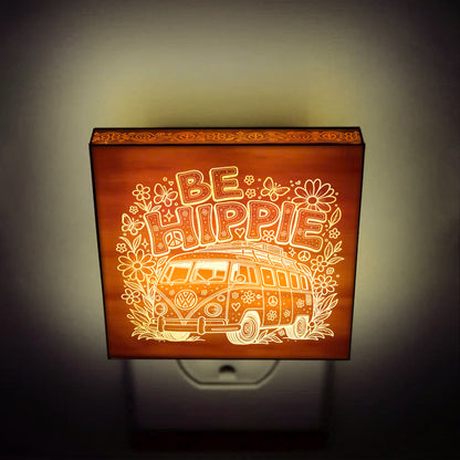 Be Hippie | Artistic Engraved Wooden LED Night Light | HP0002