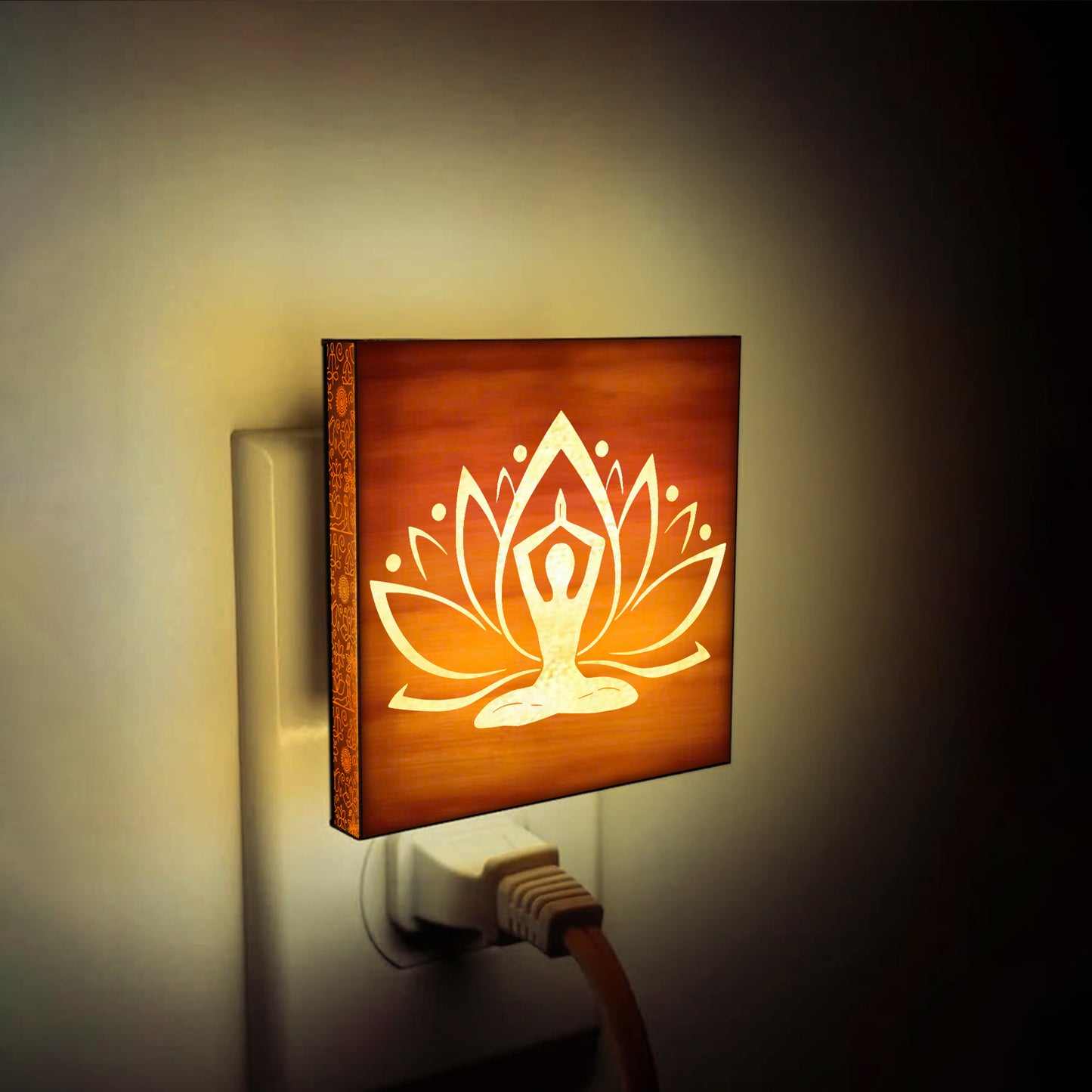 Lotus Peace Yoga Lover Engraved Wooden LED Night Light - NLYG0006