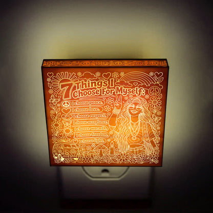 7 Things I Choose For Myself | Artistic Engraved Wooden LED Night Light | HP0018