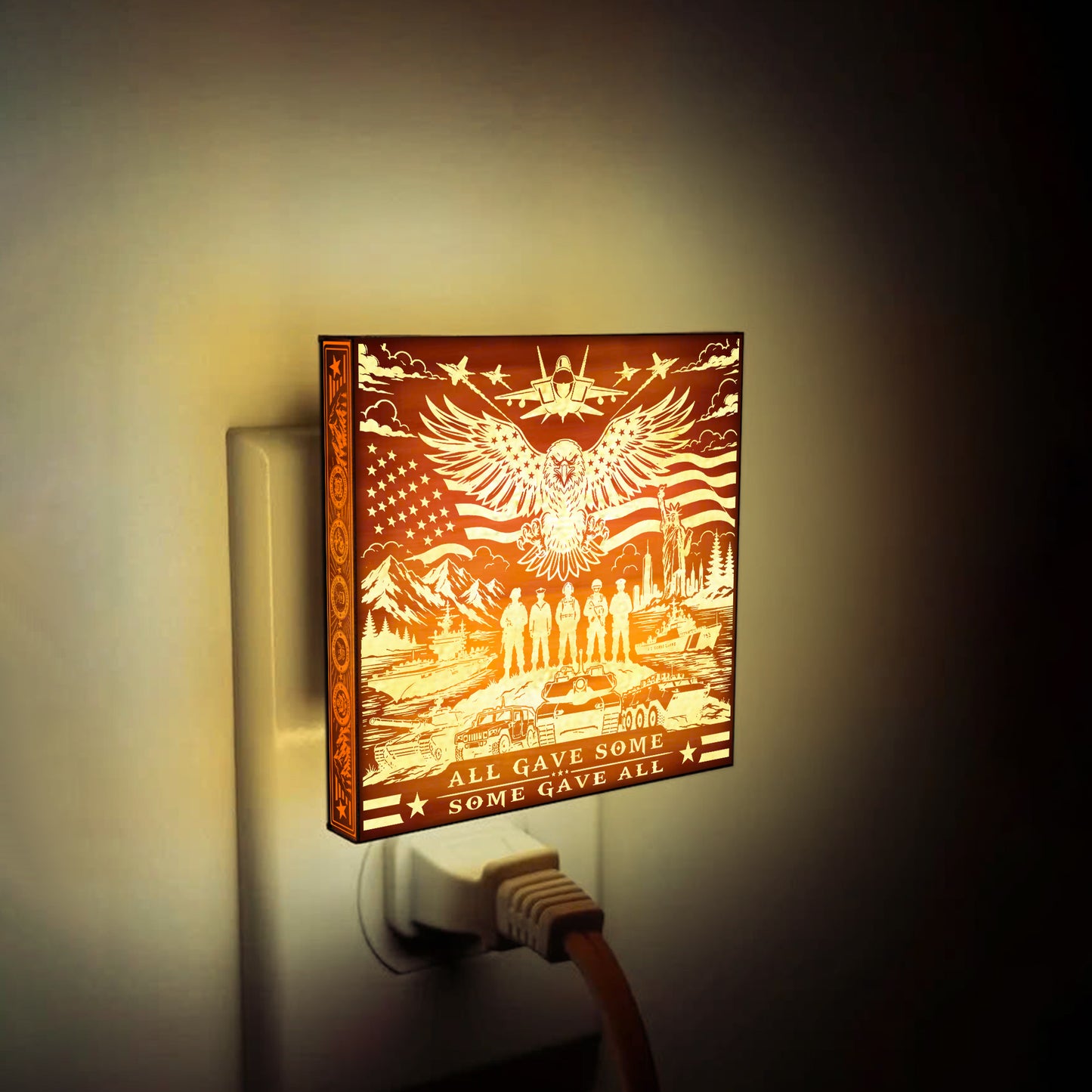 All Gave Some - Some Gave All | Artistic Engraved Wooden LED Night Light, NLV0037