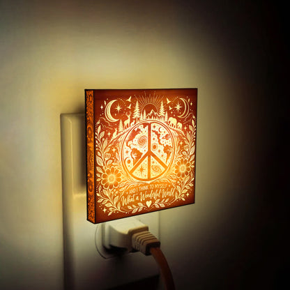 And I Think to Myself What a Wonderful World, Artistic Engraved Wooden LED Night Light, PH0014