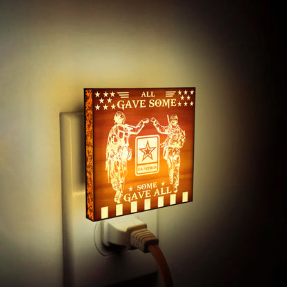 Army Veteran | All Gave Some - Some Gave All | Artistic Engraved Wooden LED Night Light, NLV0021