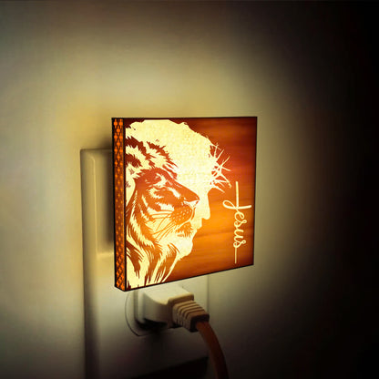 Lion of Judah Engraved Wooden LED Night Light - NLG0009