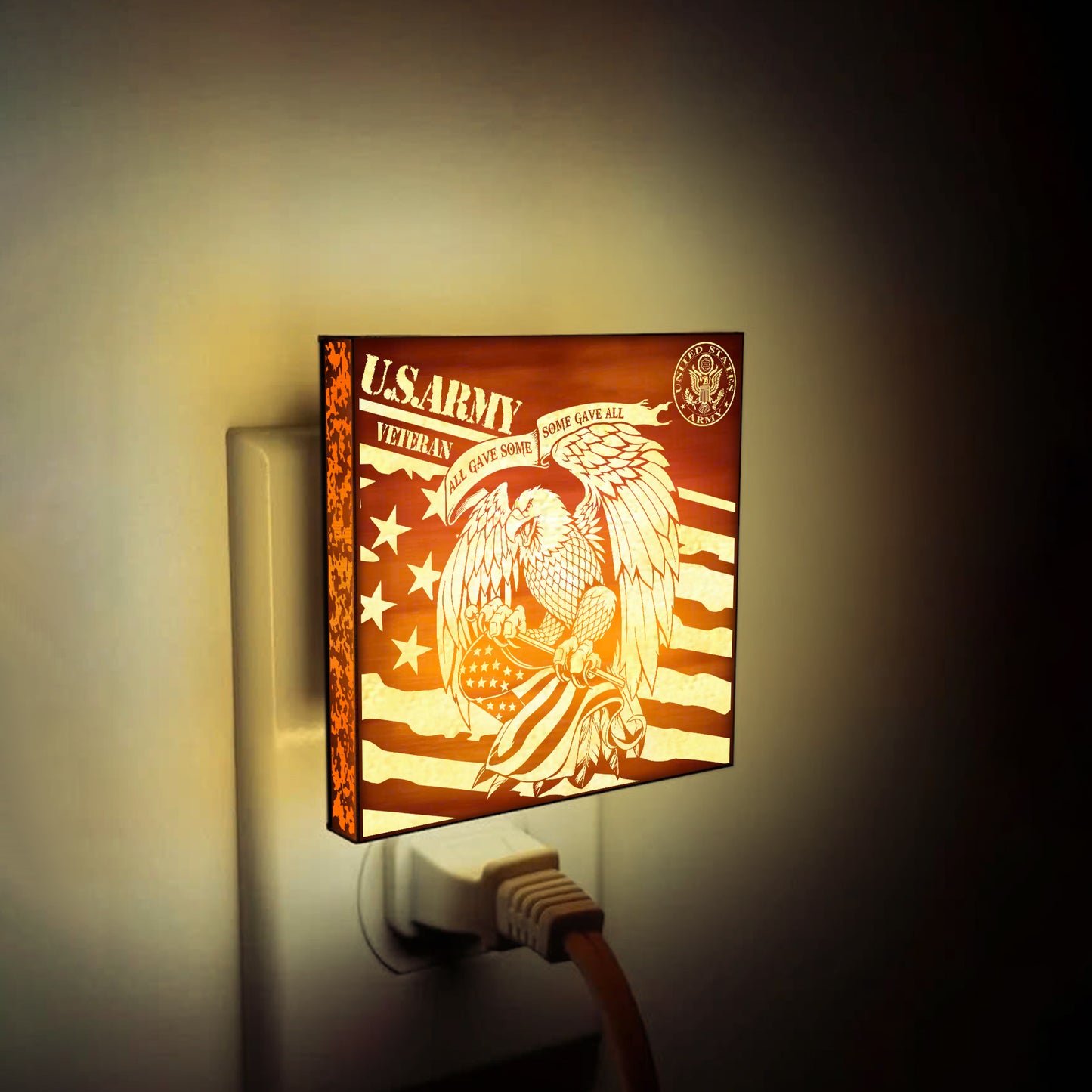 Army Veteran | All Gave Some - Some Gave All | Artistic Engraved Wooden LED Night Light, NLV0026A