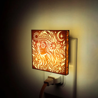 Free Spirit, Artistic Engraved Wooden LED Night Light, PH0027
