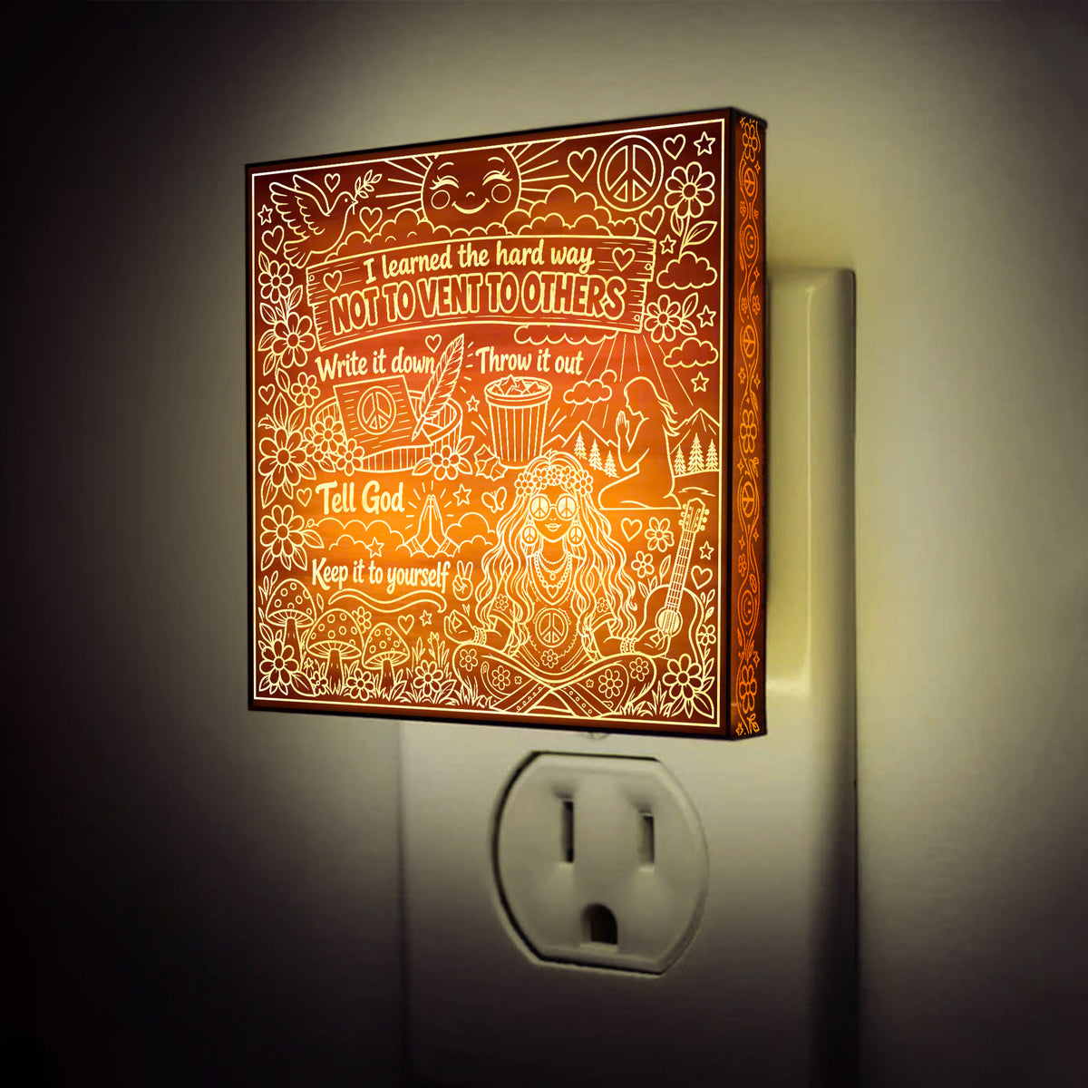 Not To Vent To Others | Artistic Engraved Wooden LED Night Light | HP0019