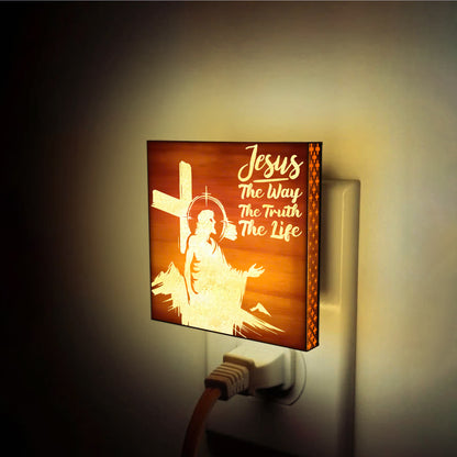 The Way, The Truth, The Life Artisan Engraved Wooden LED Night Light - NLG0010
