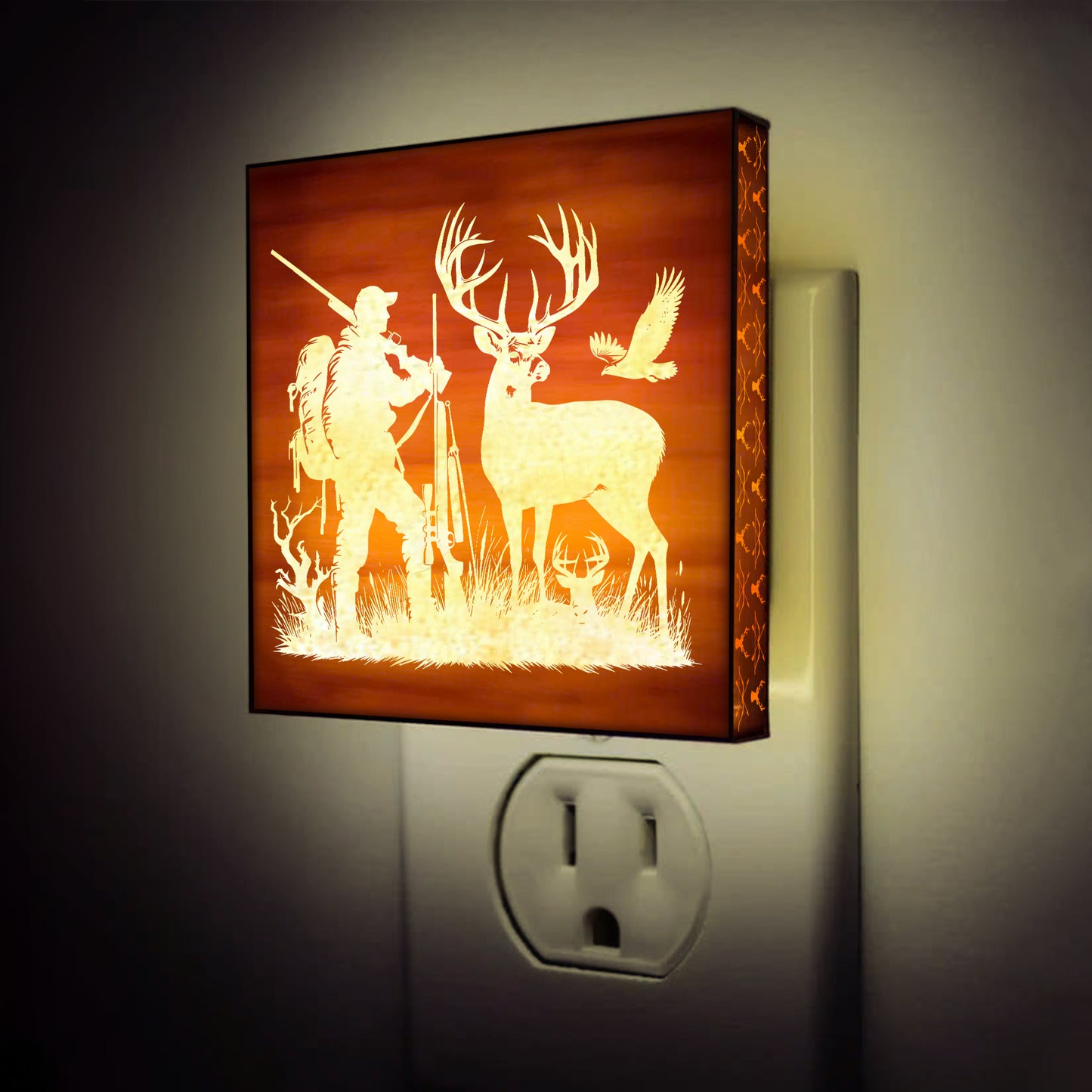 Deer Hunting Engraved Wooden LED Night Light - NLDH0006