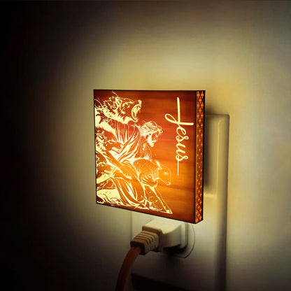 The Good Shepherd Engraved Wooden LED Night Light - NLG0008