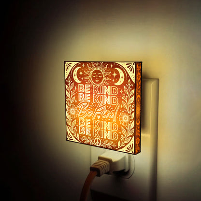 BE KIND, Artistic Engraved Wooden LED Night Light, PH0012