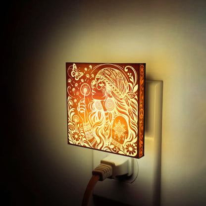 Free Spirit, Artistic Engraved Wooden LED Night Light, PH0028