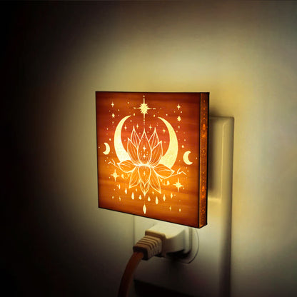 Celestial Lotus Yoga Lover Engraved Wooden LED Night Light - NLYG0007
