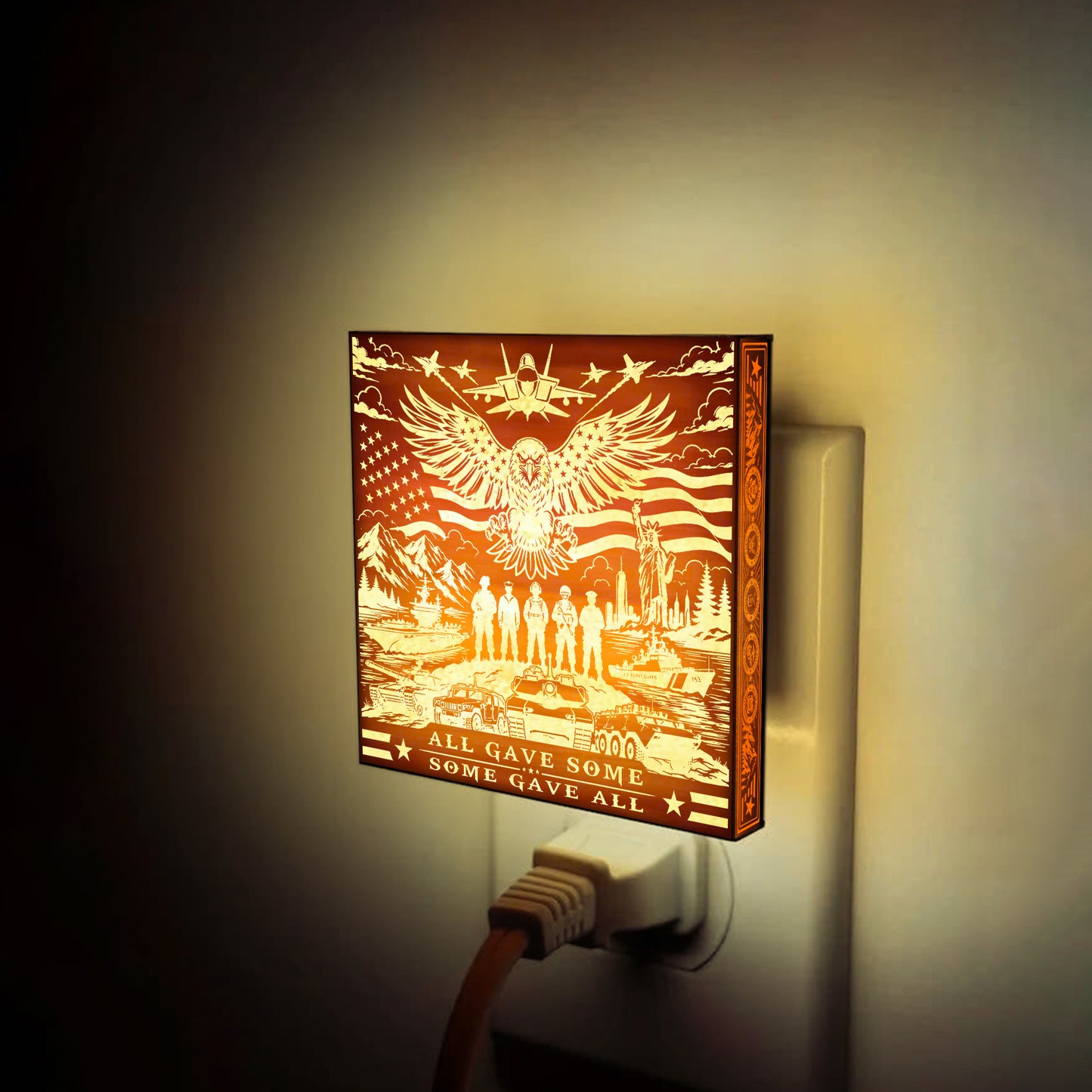 All Gave Some - Some Gave All | Artistic Engraved Wooden LED Night Light, NLV0037