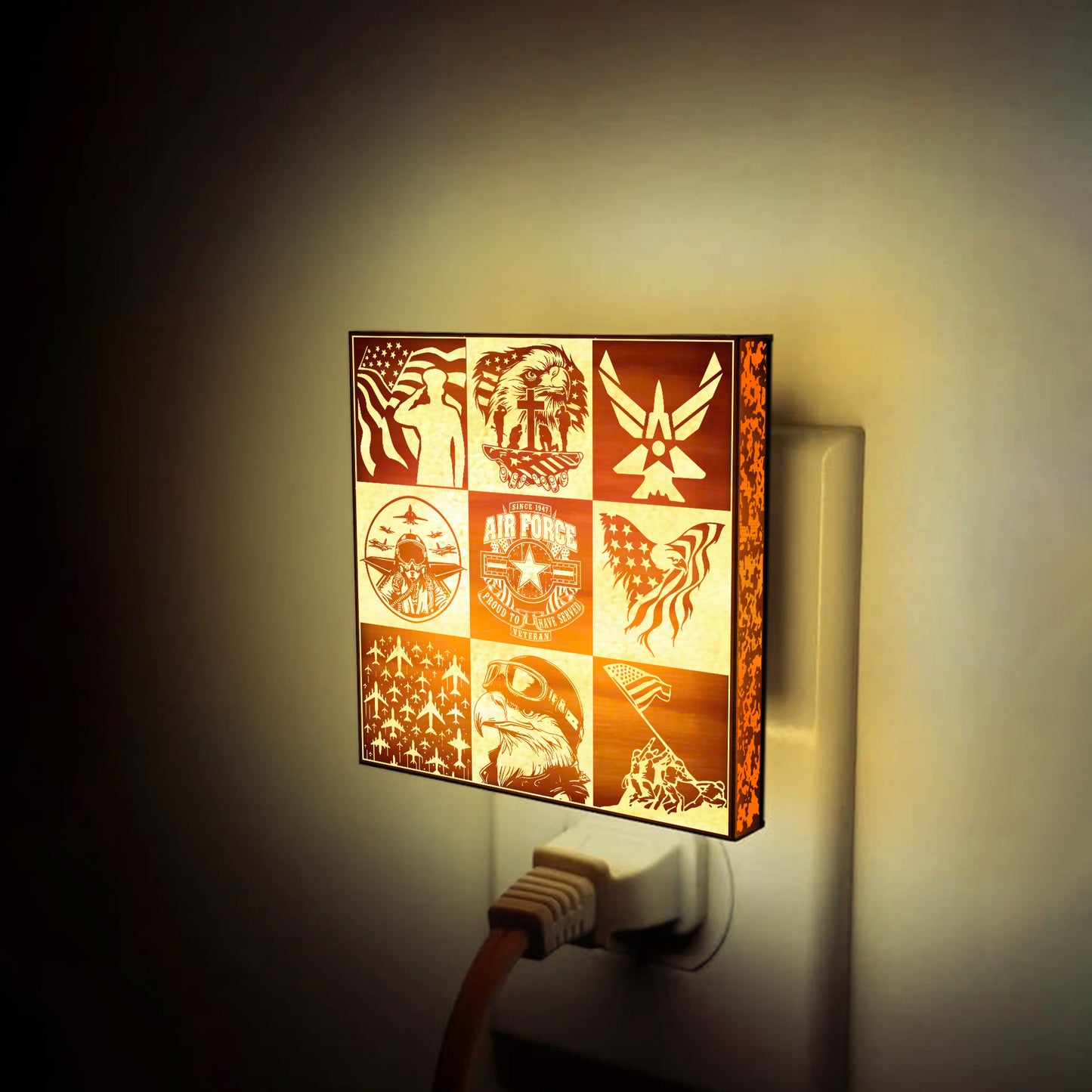 Air Force Veteran | Artistic Engraved Wooden LED Night Light, NLV0022