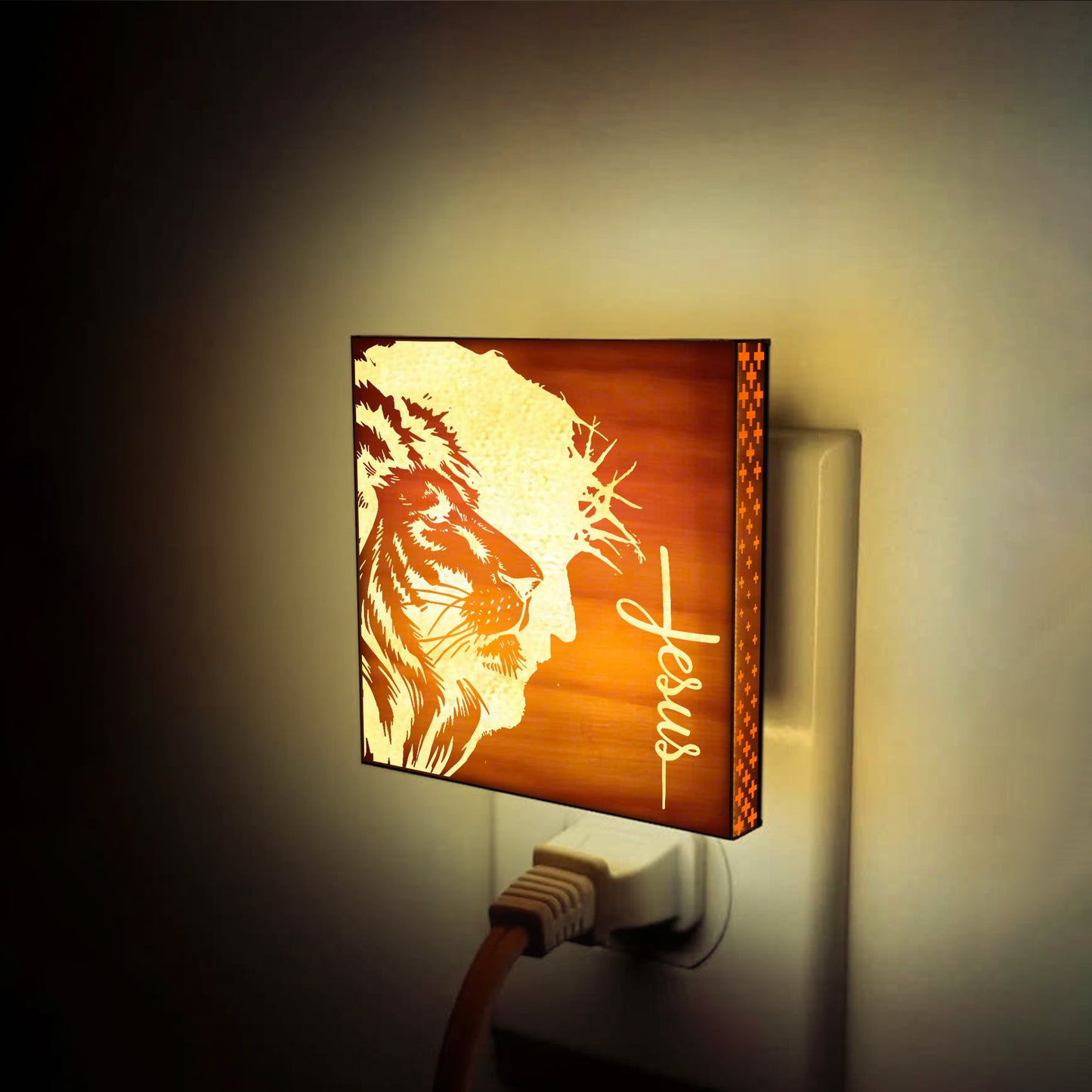 Lion of Judah Engraved Wooden LED Night Light - NLG0009