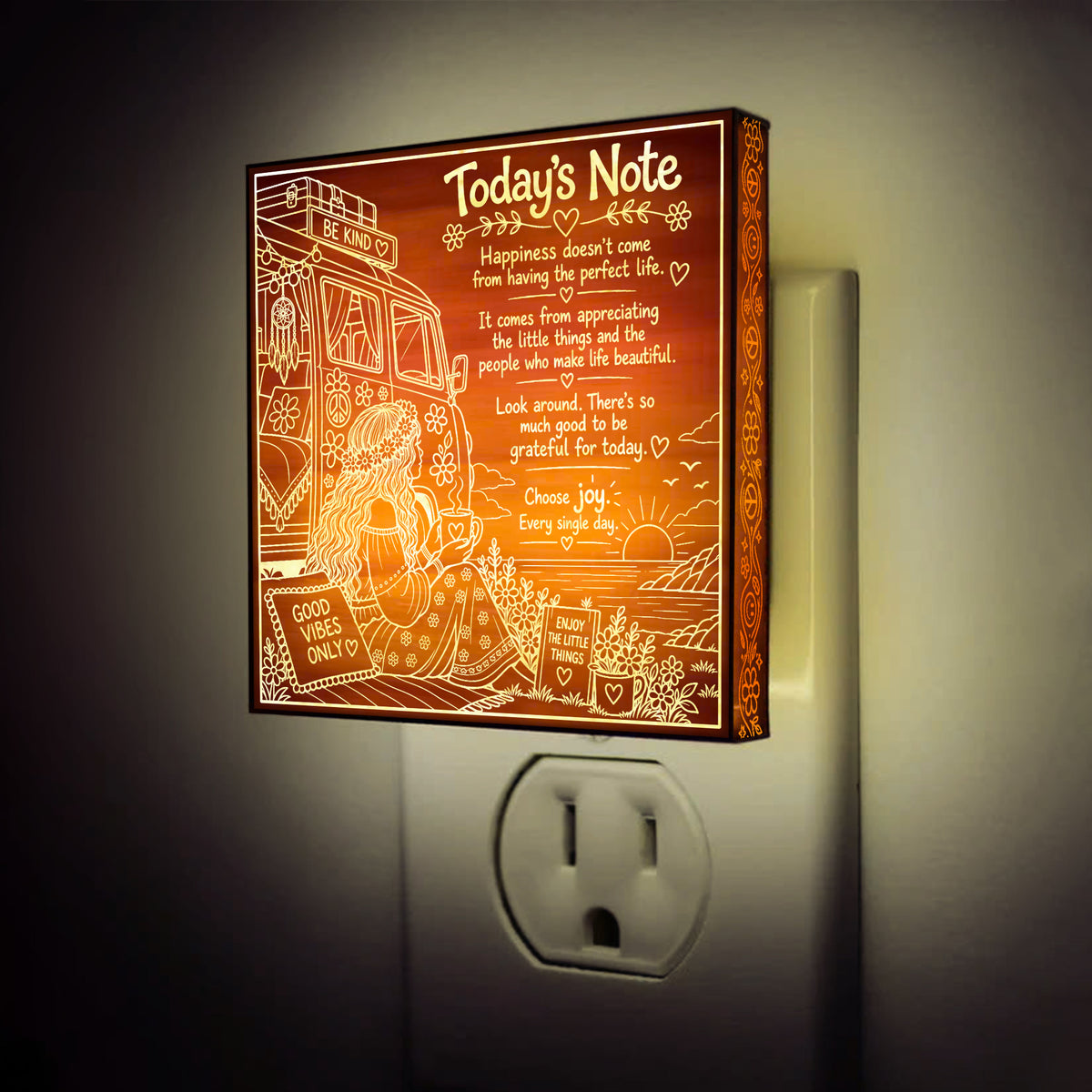 Today's Note | Artistic Engraved Wooden LED Night Light | HP0020