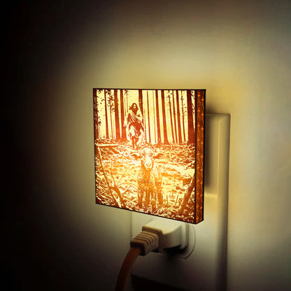 He Left The 99 To Find Me, Artisan Engraved Wooden LED Night Light - NLG0019