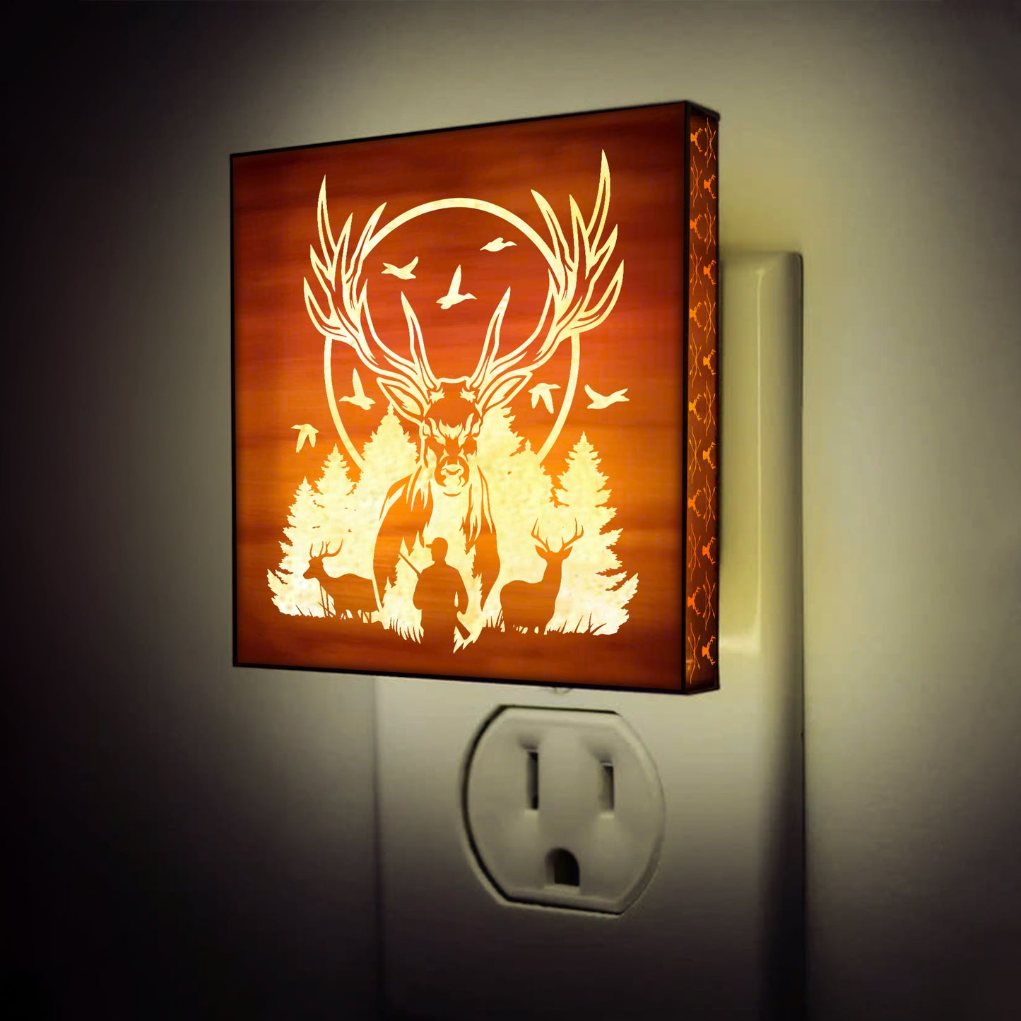 Deer Hunting Engraved Wooden LED Night Light - NLDH0004