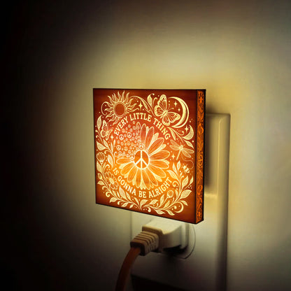 Every Little Thing is Gonna Be Alright, Artistic Engraved Wooden LED Night Light, PH0018