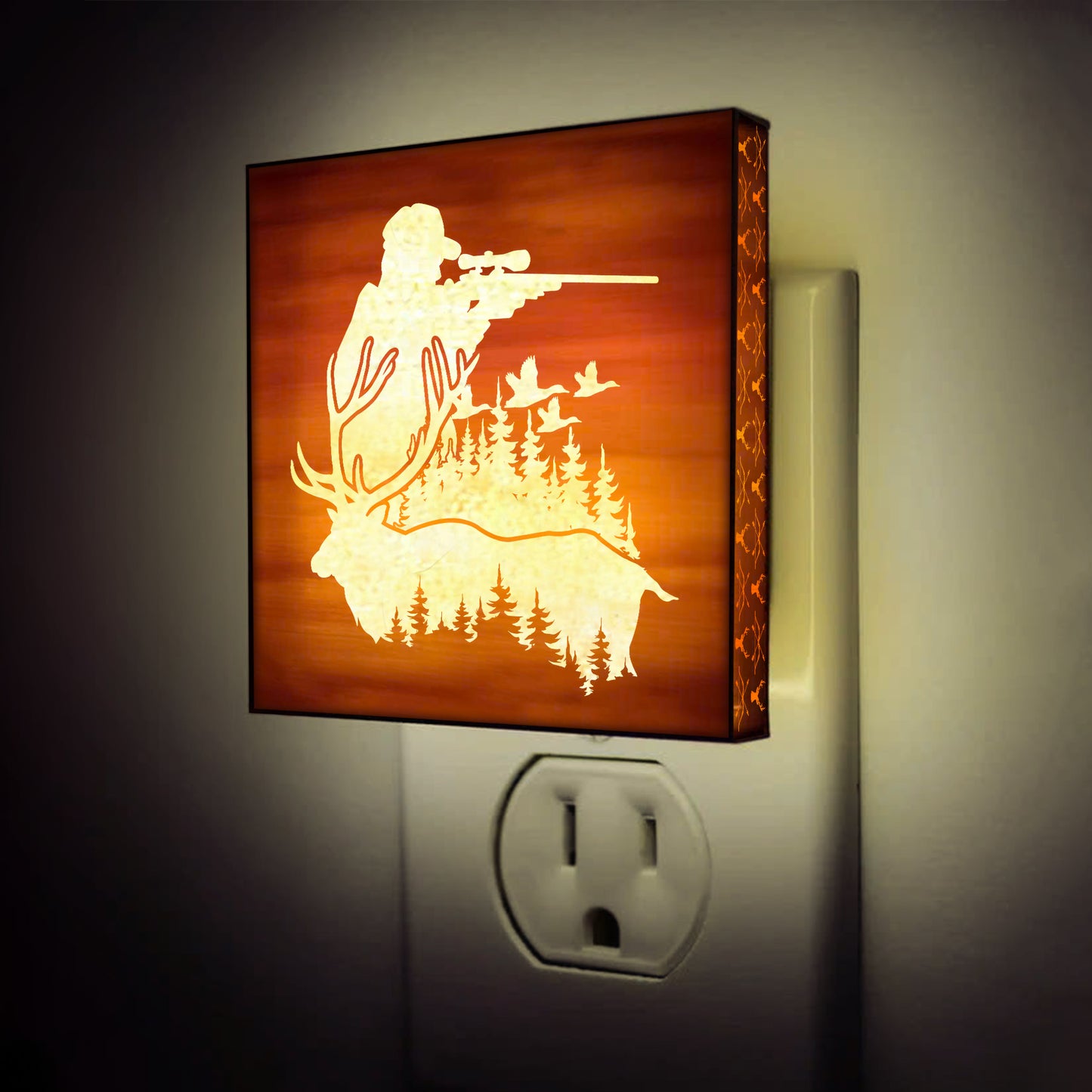 Deer Hunting Engraved Wooden LED Night Light - NLDH0001