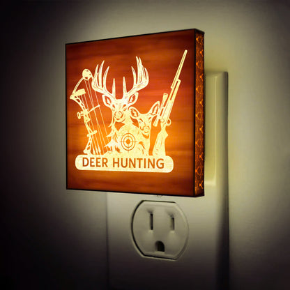 Deer Hunting Engraved Wooden LED Night Light - NLDH0009