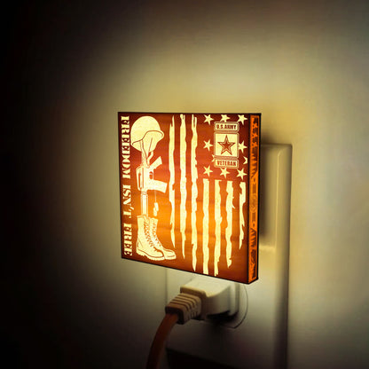 Army Veteran | Freedom Isn't Free | Artistic Engraved Wooden LED Night Light, NLV0032