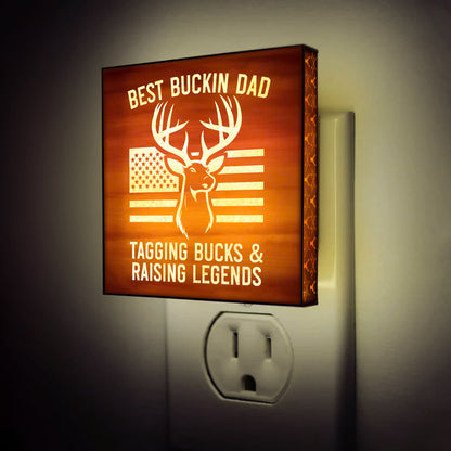 Best Buckin Dad Engraved Wooden LED Night Light - NLDH0008