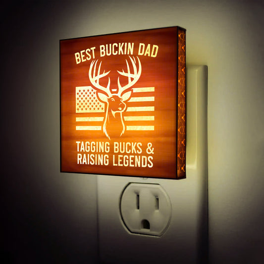 Best Buckin Dad Engraved Wooden LED Night Light - NLDH0008
