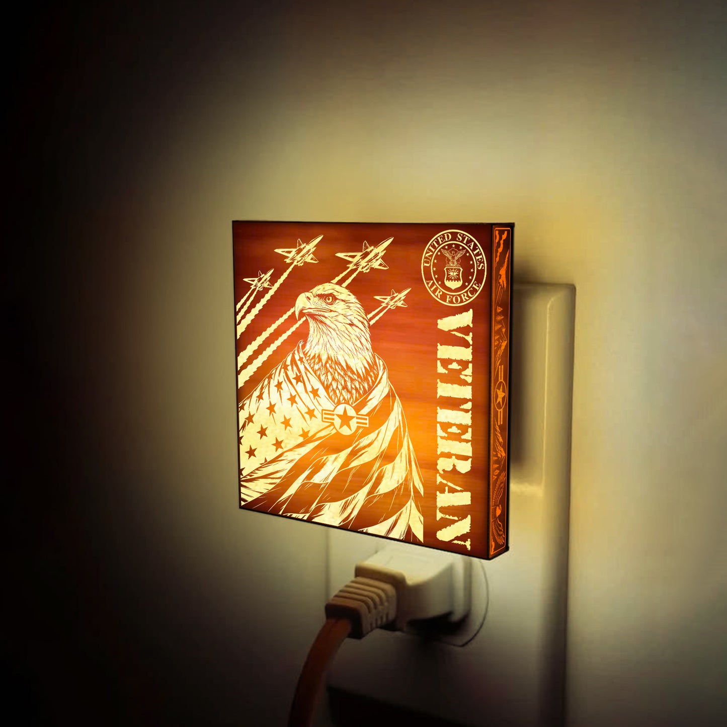 Air Force Veteran | Artistic Engraved Wooden LED Night Light, NLV0031