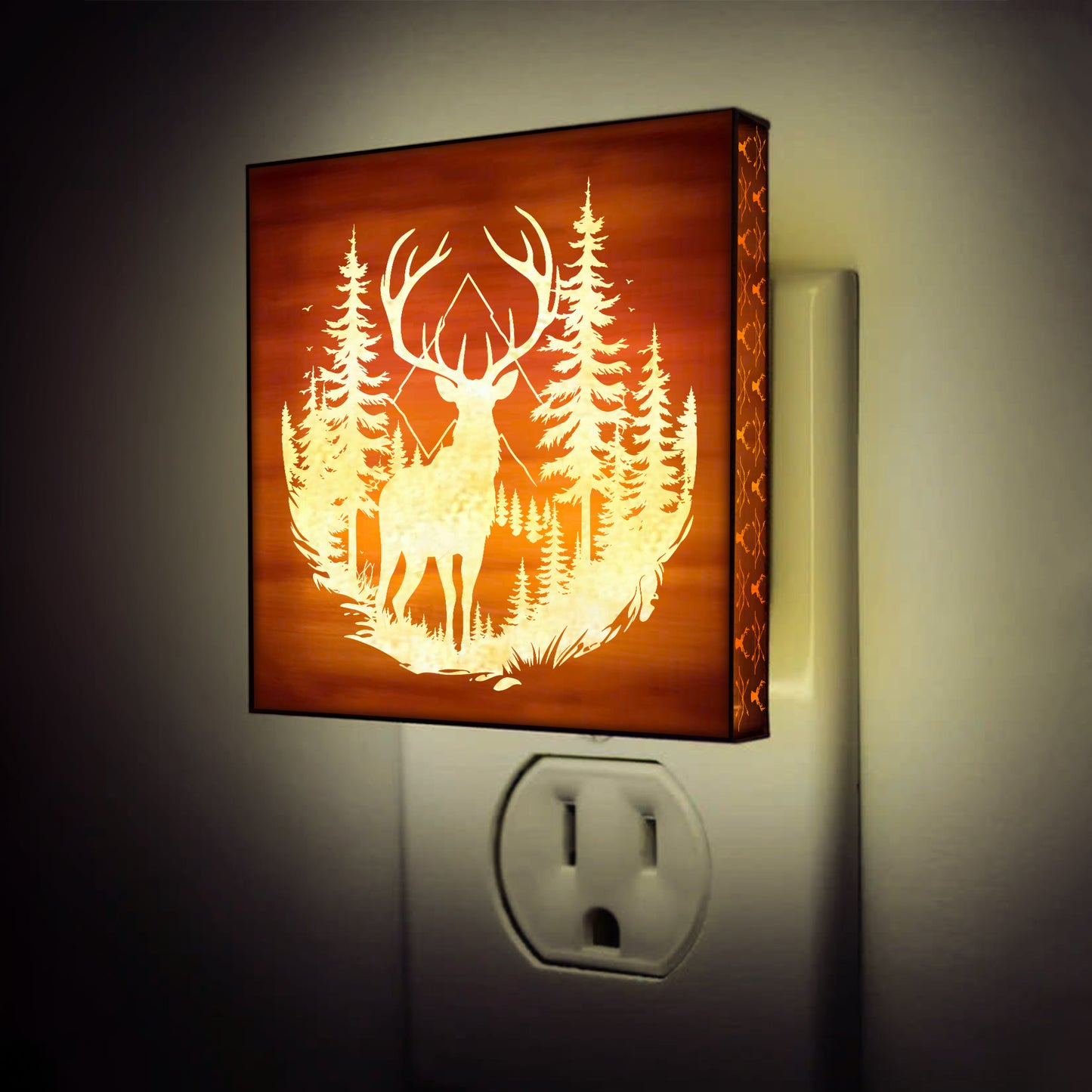 Deer Hunting Engraved Wooden LED Night Light - NLDH0002