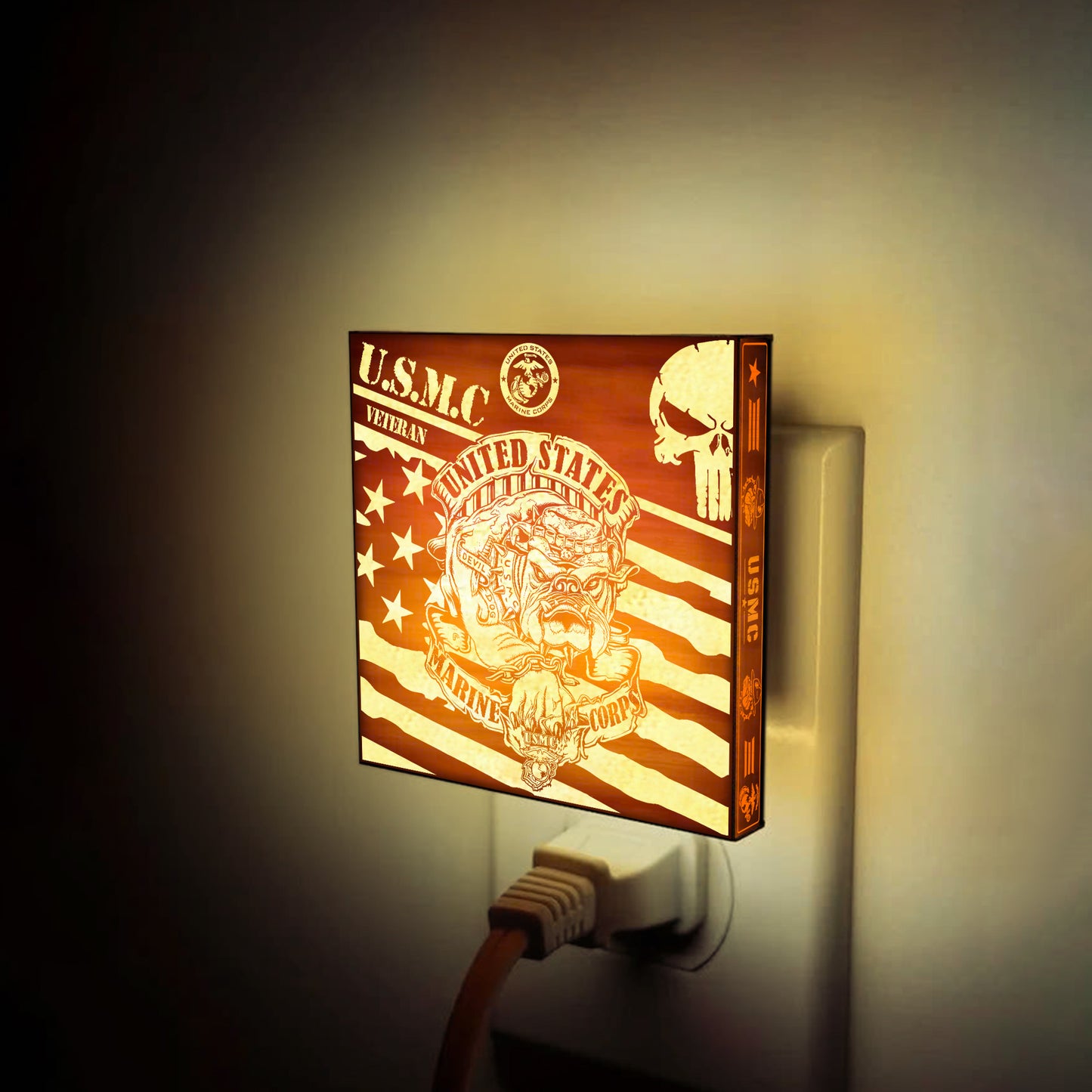 Marine Veteran | Special Edition | Artistic Engraved Wooden LED Night Light, NLV0029