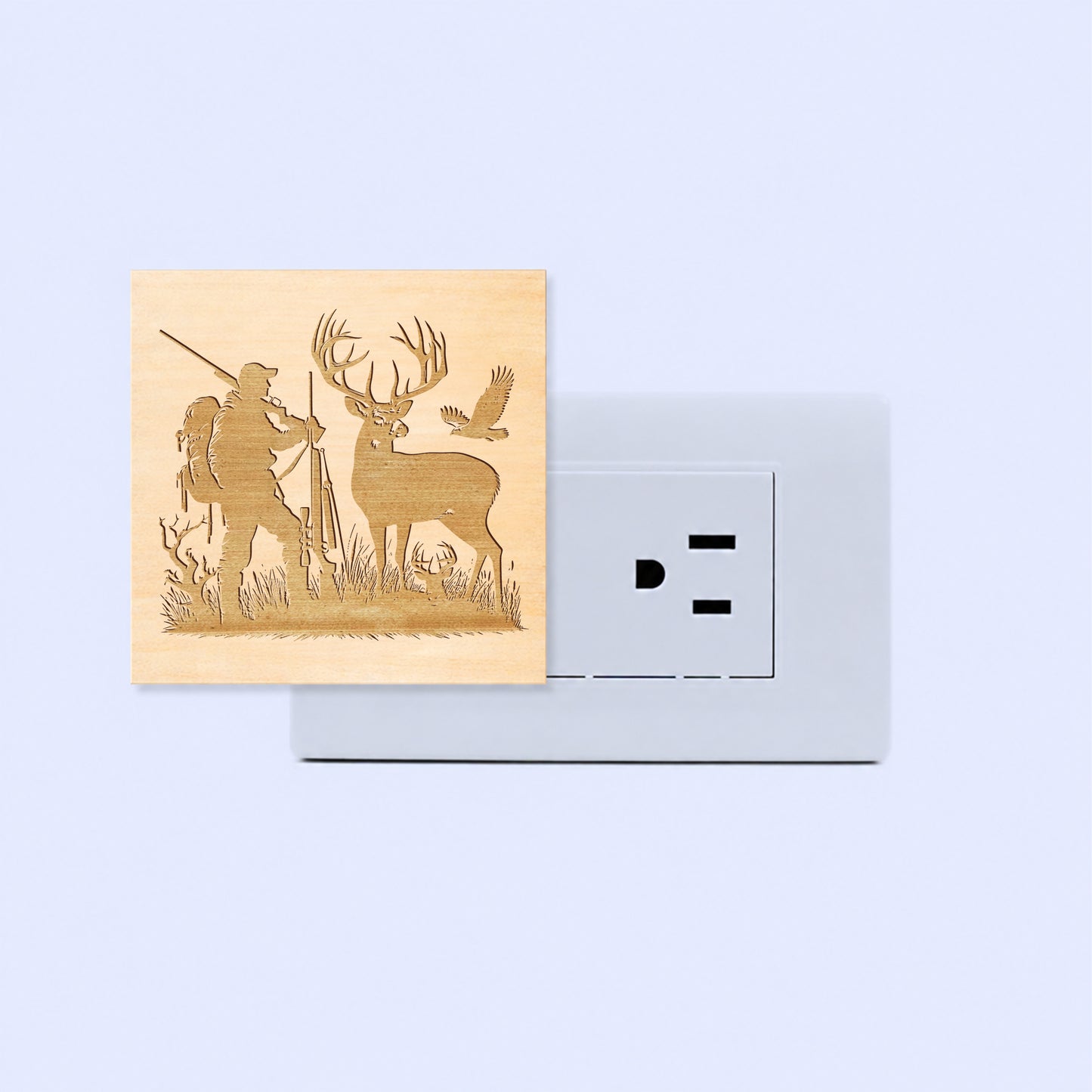 Deer Hunting Engraved Wooden LED Night Light - NLDH0006