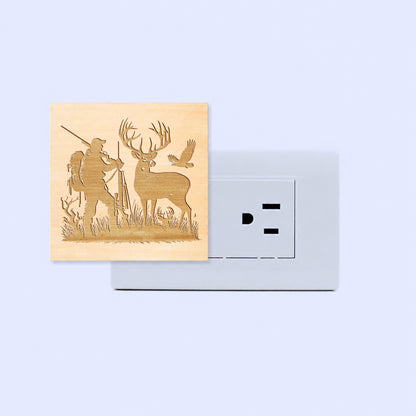 Deer Hunting Engraved Wooden LED Night Light - NLDH0006