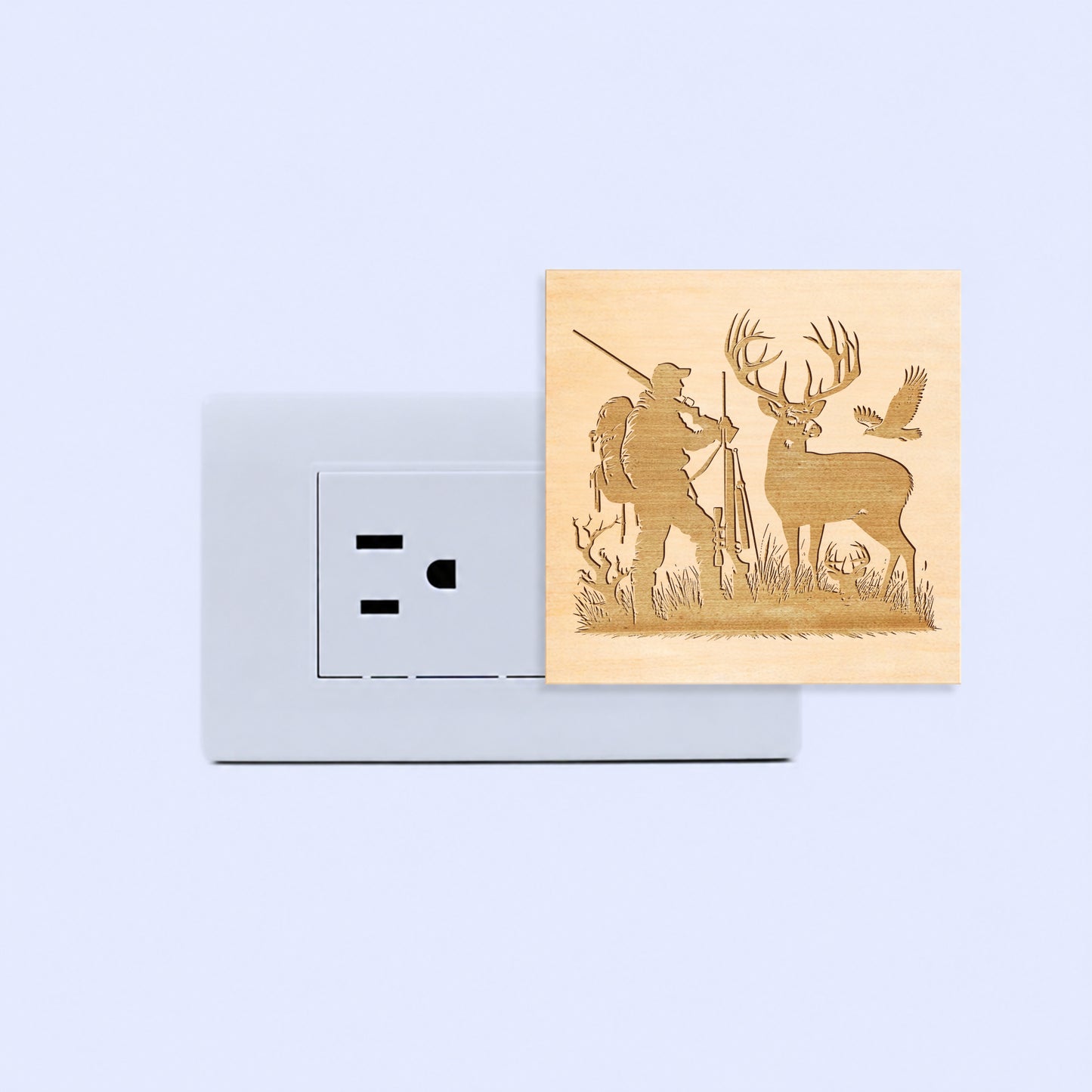 Deer Hunting Engraved Wooden LED Night Light - NLDH0006
